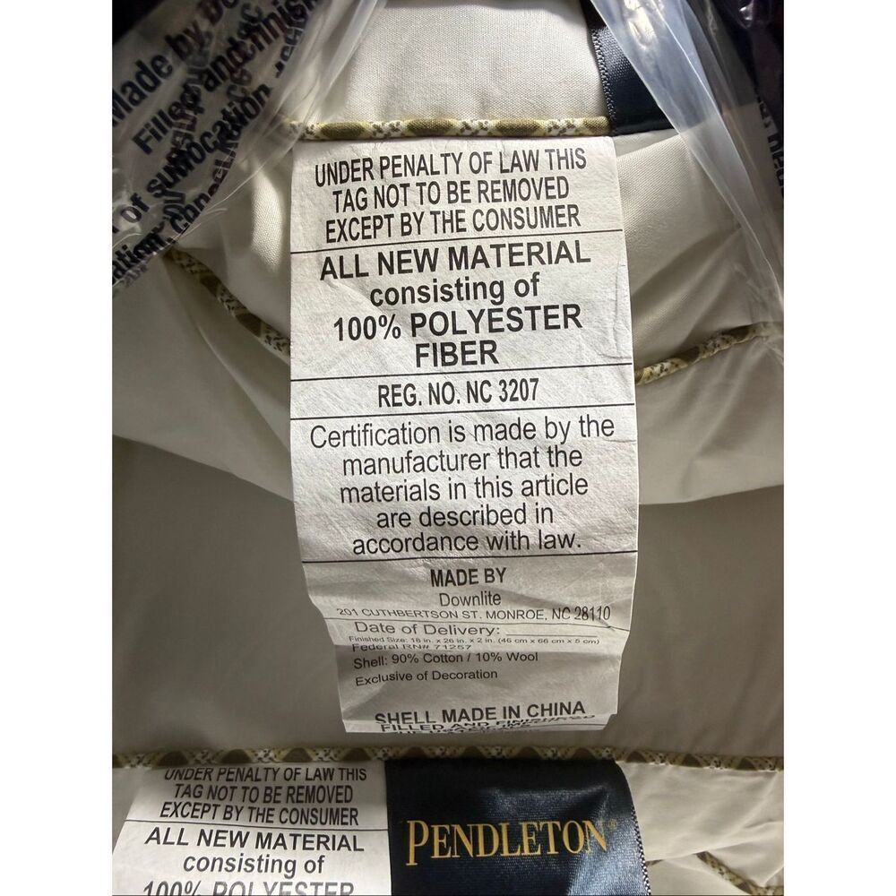 NWT Pendleton 2 Pillows Wool Cotton Temperature Control All Position Support - Picture 7 of 11